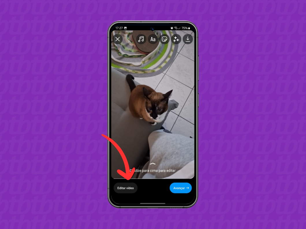 Captura de tela do aplicativo Instagram mostra como acessar a opção "Editar Vídeo"