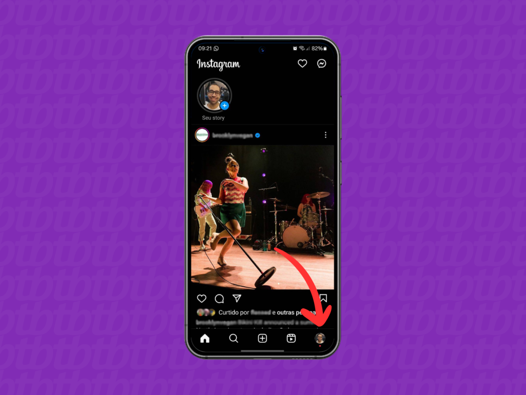 Captura de tela do aplicativo Instagram mostra como acessar o perfil do usuário na rede social