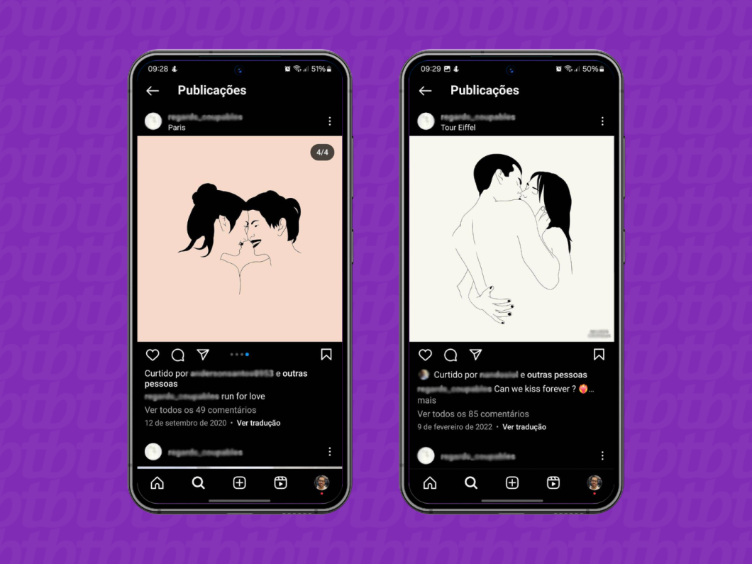 Prints do aplicativo do Instagram mostram exemplos de desenhos sensuais que podem ser barrados pela rede social