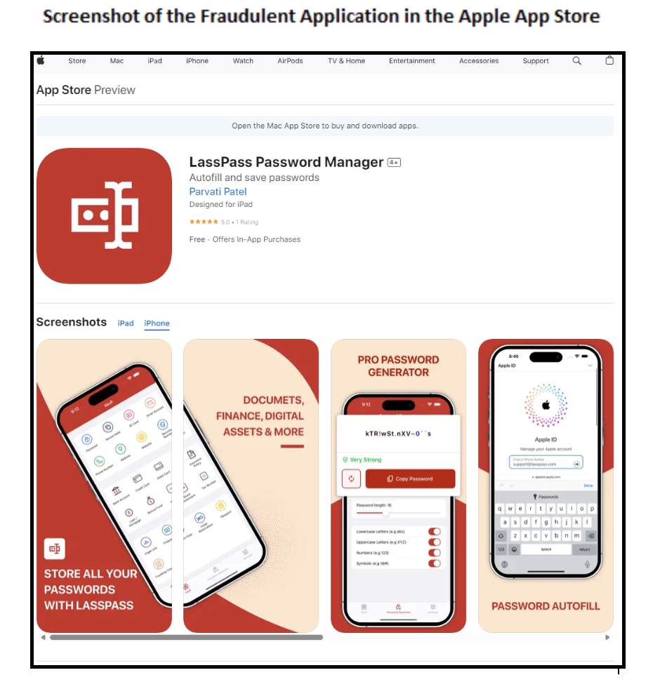 Imagem do aplicativo LassPass na App Store