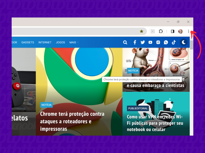 Abra o menu geral do Google Chrome para desktop (imagem: Emerson Alecrim/Tecnoblog)