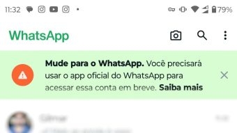 “Mude para o WhatsApp”: usuários criticam aviso em app oficial