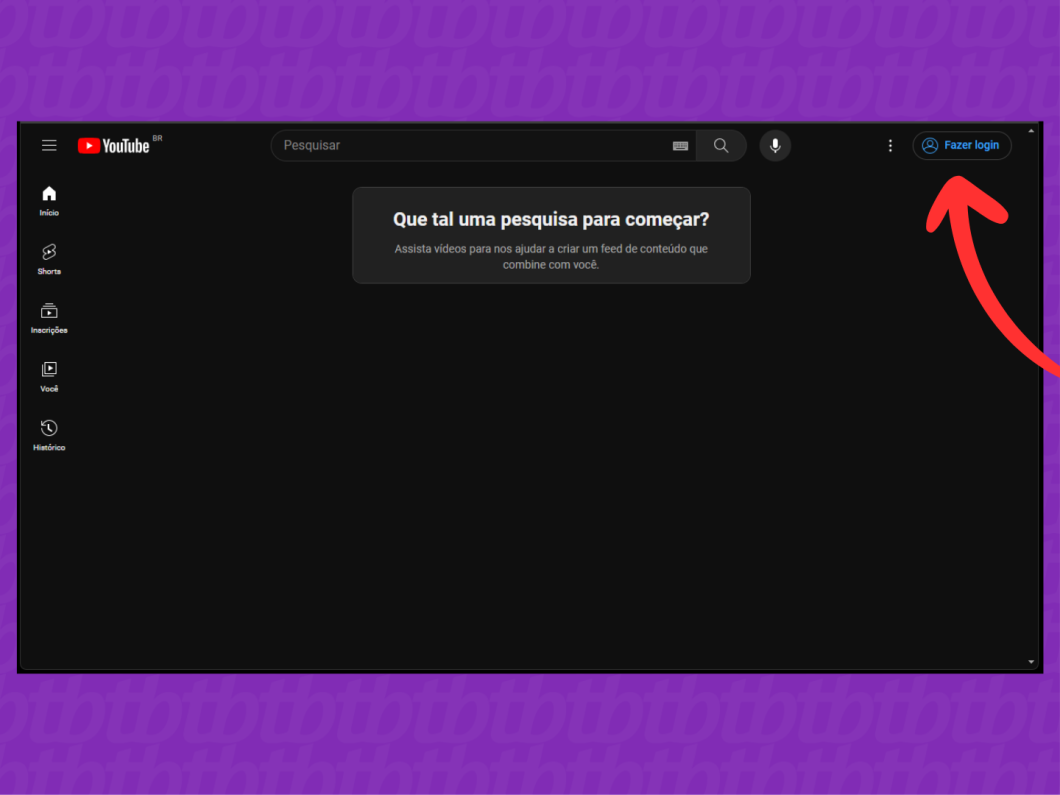 Captura de tela do site YouTube mostra como realizar login na plataforma