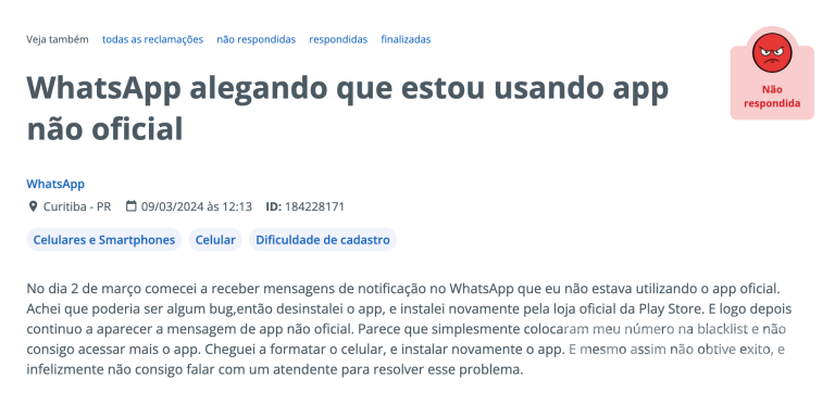 Mude para o WhatsApp usuários criticam aviso em app oficial