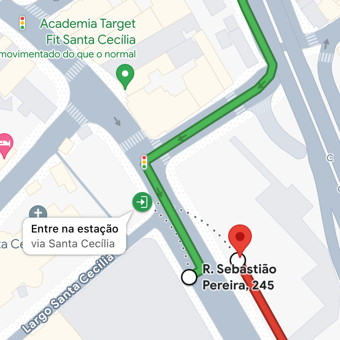 Mapa mostrando onde embarcar na estação Santa Cecília do metrô de São Paulo