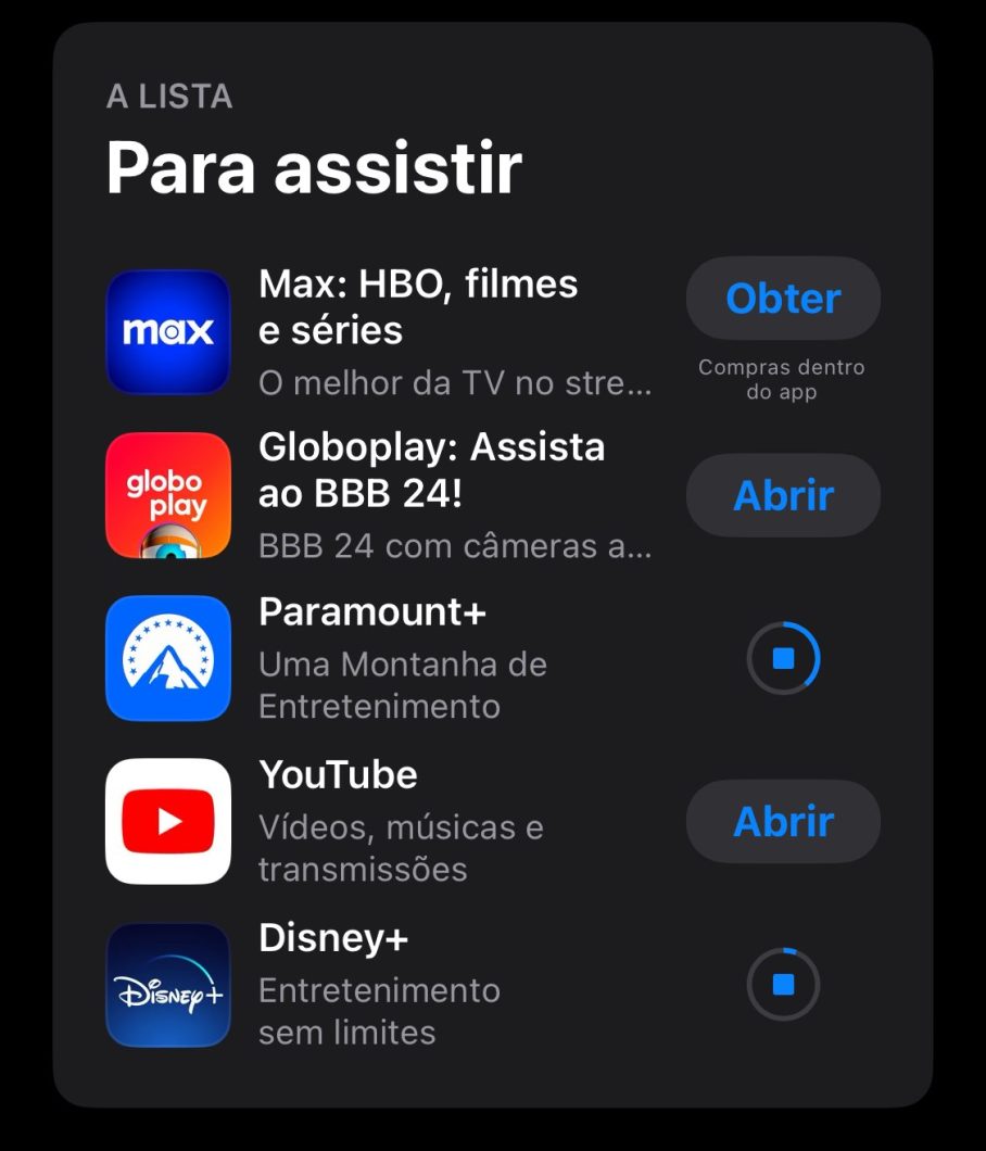 iOS já permite download e instalação de dois aplicativos ao mesmo tempo (Imagem: Reprodução/Tecnoblog)