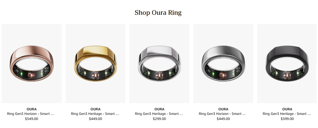 Oura Ring Gen3 Heritage é o modelo mais barato vendido na Amazon, mas importação dobra o preço (Imagem: Reprodução/Tecnoblog