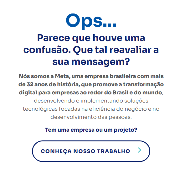 "Fale Conosco" da Meta brasileira bloqueia o envio de mensagens que tenham "Meta Inc." e "Mark Zuckerberg" (Imagem: Reprodução/Tecnoblog)