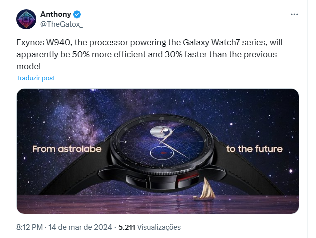 Leaker diz que Exynos W940 do Galaxy Watch 7 é 30% mais rápido e gasta 50% menos bateria (Imagem: Reprodução/Tecnoblog)