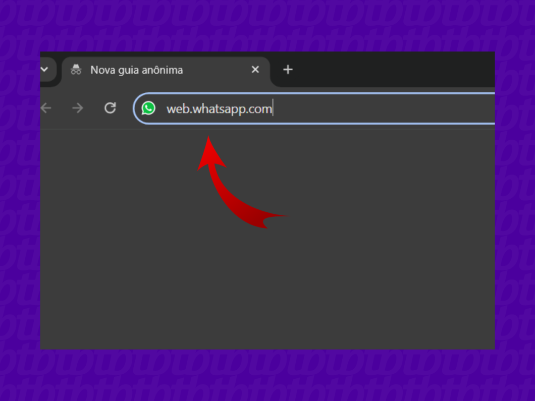 Captura de tela mostra navegador no modo anônimo com "web.whatsapp.com" escrito na barra de endereço