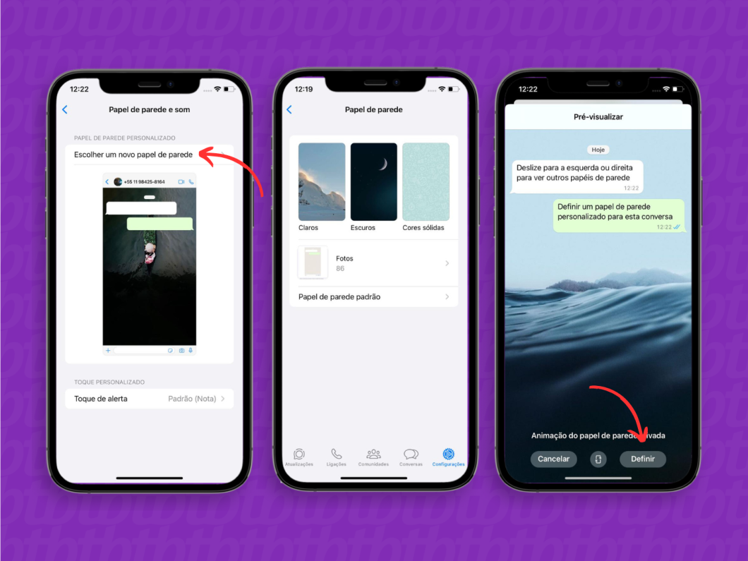 Alterando o papel de parede para um contato específico do WhatsApp no iOS