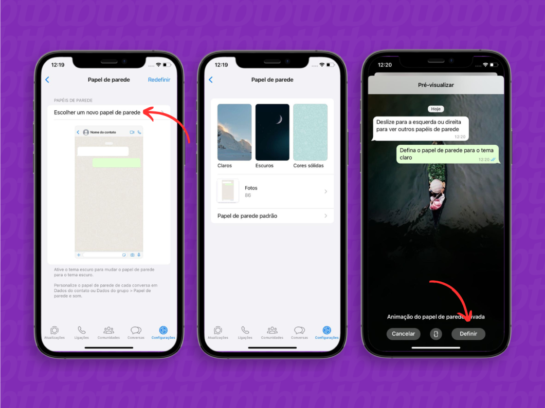 Definindo um papel de parede para o WhatsApp no iPhone