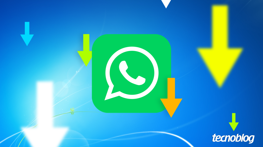 Ilustração mostra o ícone do WhatsApp em um fundo que remete ao papel de parede padrão do Windows 7