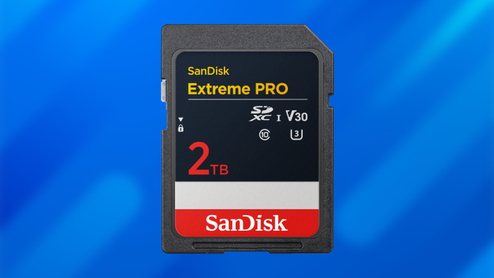 Cartão SD SanDisk Extreme PRO SDXC de 2 TB (imagem original: divulgação/Western Digital)