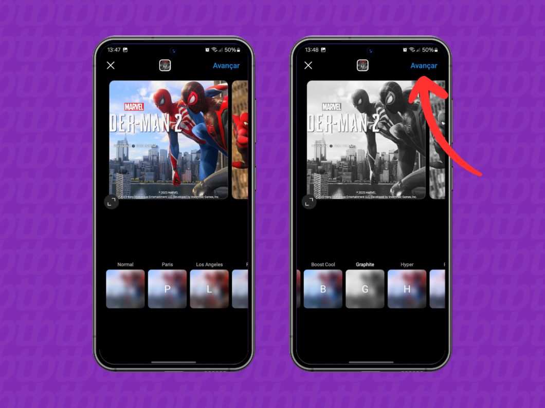 Capturas de tela do Instagram mostram como aplicar filtro na foto para o feed
