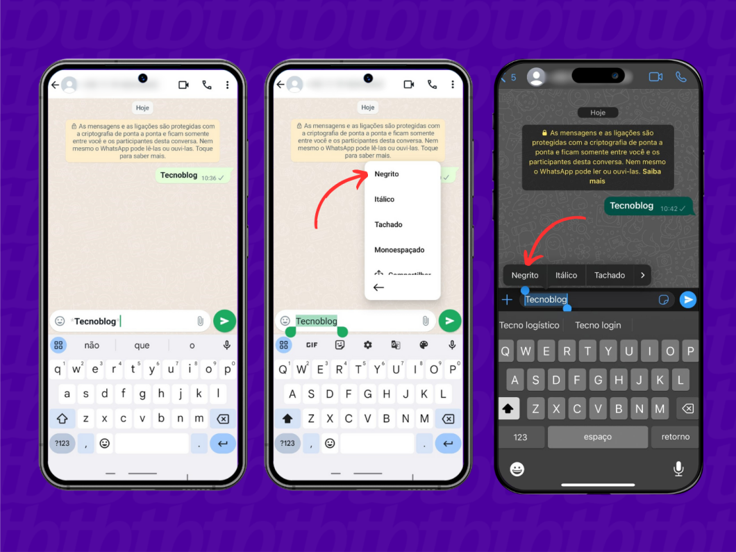 Formatando o texto para negrito no WhatsApp pelo Android e iOS