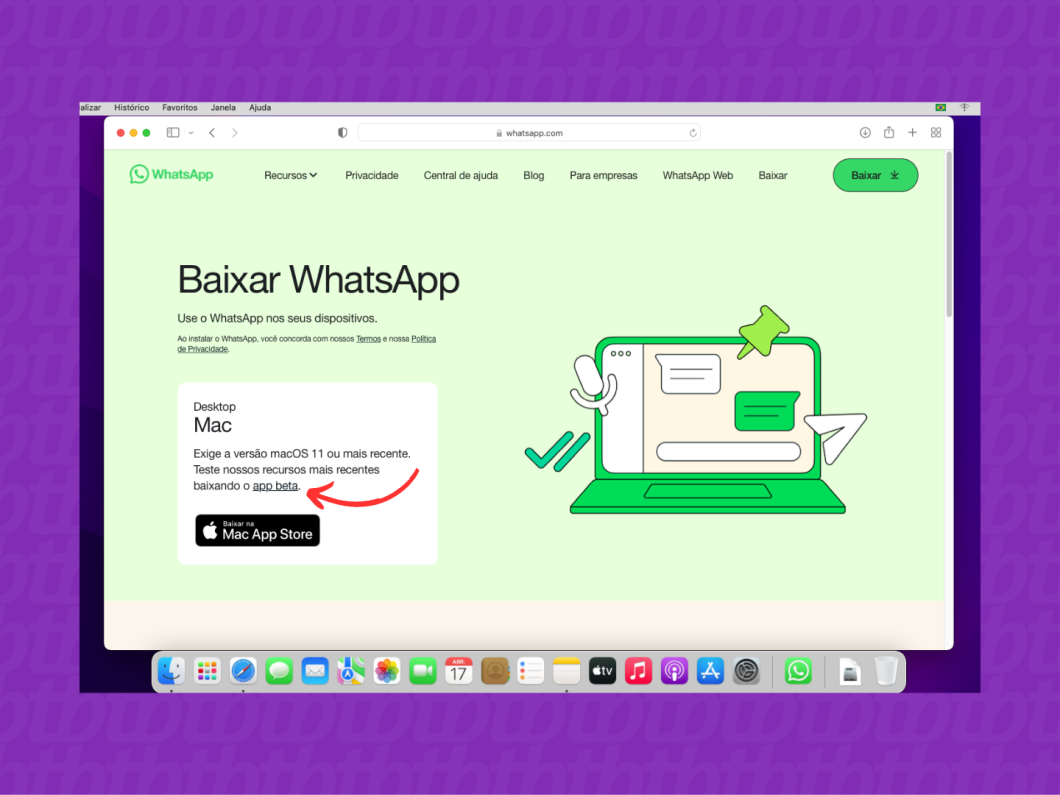Baixando o WhatsApp Web Beta para macOS