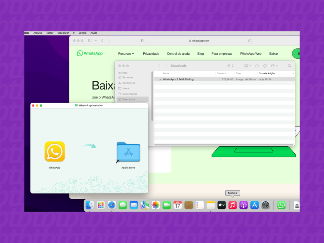 Executando o arquivo de atualização do WhatsApp Beta para macOS