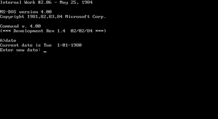 Interface do MS-DOS 4.0 (imagem: reprodução/Connor Starfrost)