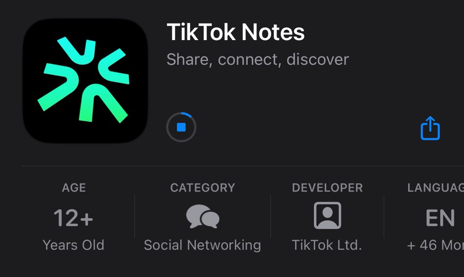 Ícone do TikTok Notes é preto e verde, o que não passa a imagem de ser um produto derivado do TikTok (Imagem: Reprodução/Jonah Manzano)