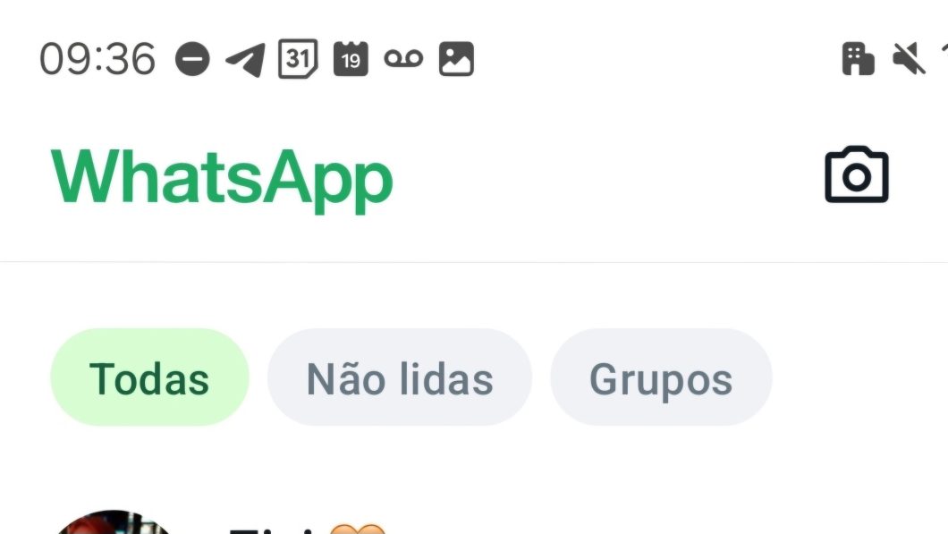 Print do WhatsApp com os botões "todas", "não lidas" e "grupos"