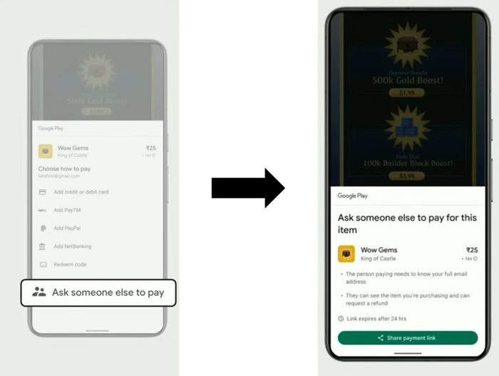 Botão "Peça para outra pessoa pagar" (imagens originais: reprodução/Android Authority)