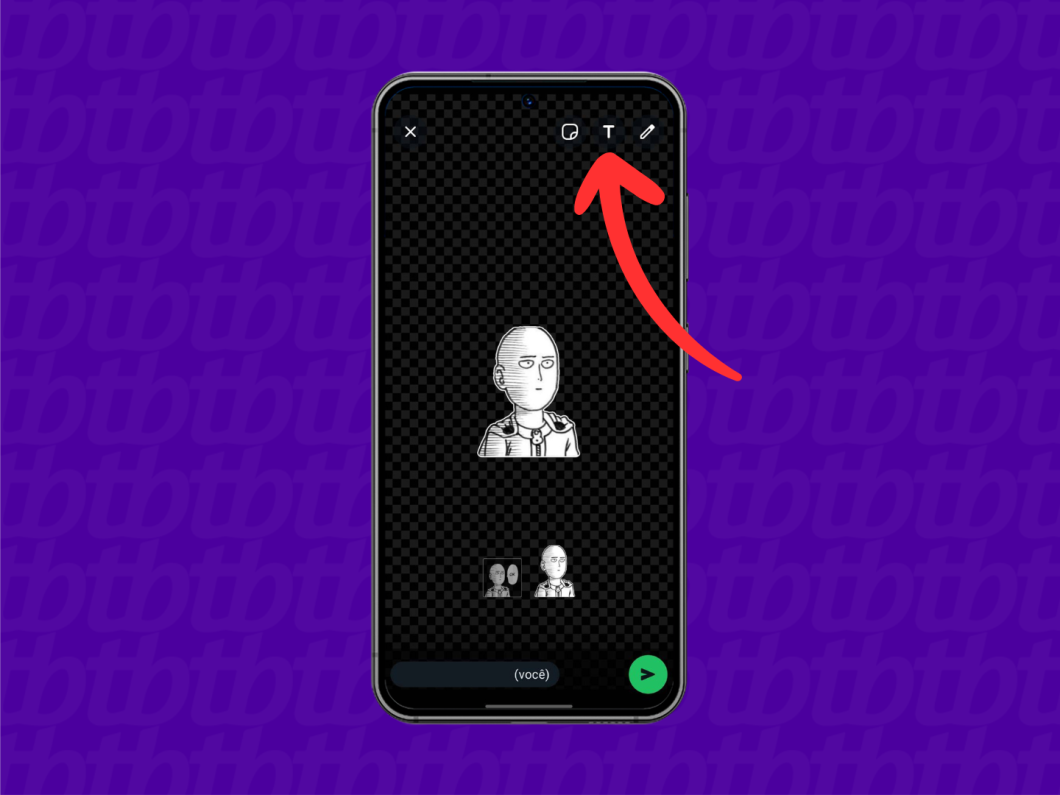 Captura de tela do aplicativo WhatsApp mostra como editar uma figurinha