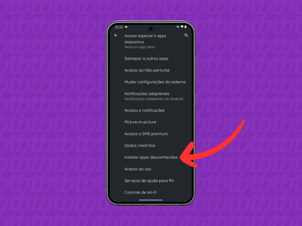 Captura de tela do celular Motorola mostra como acessar o menu "Instalar apps desconhecidos"