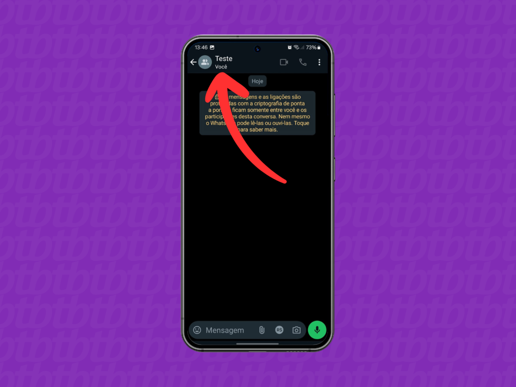 Captura de tela do aplicativo WhatsApp mostra como acessar a página de opções de uma conversa no Android