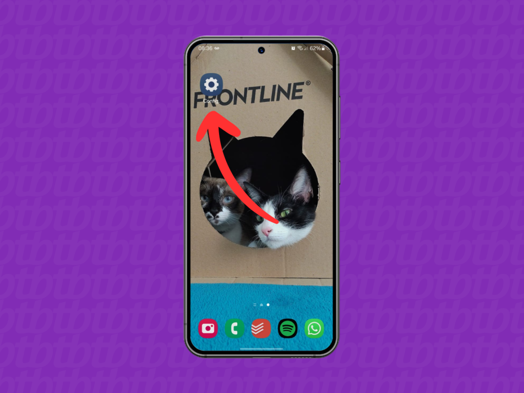 Captura de tela do celular Samsung mostra acessar o app "Config."