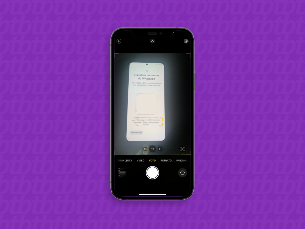 Captura de tela do iOS mostra como escanear o QR code do WhatsApp para transferir para as conversas do iPhone para o Android