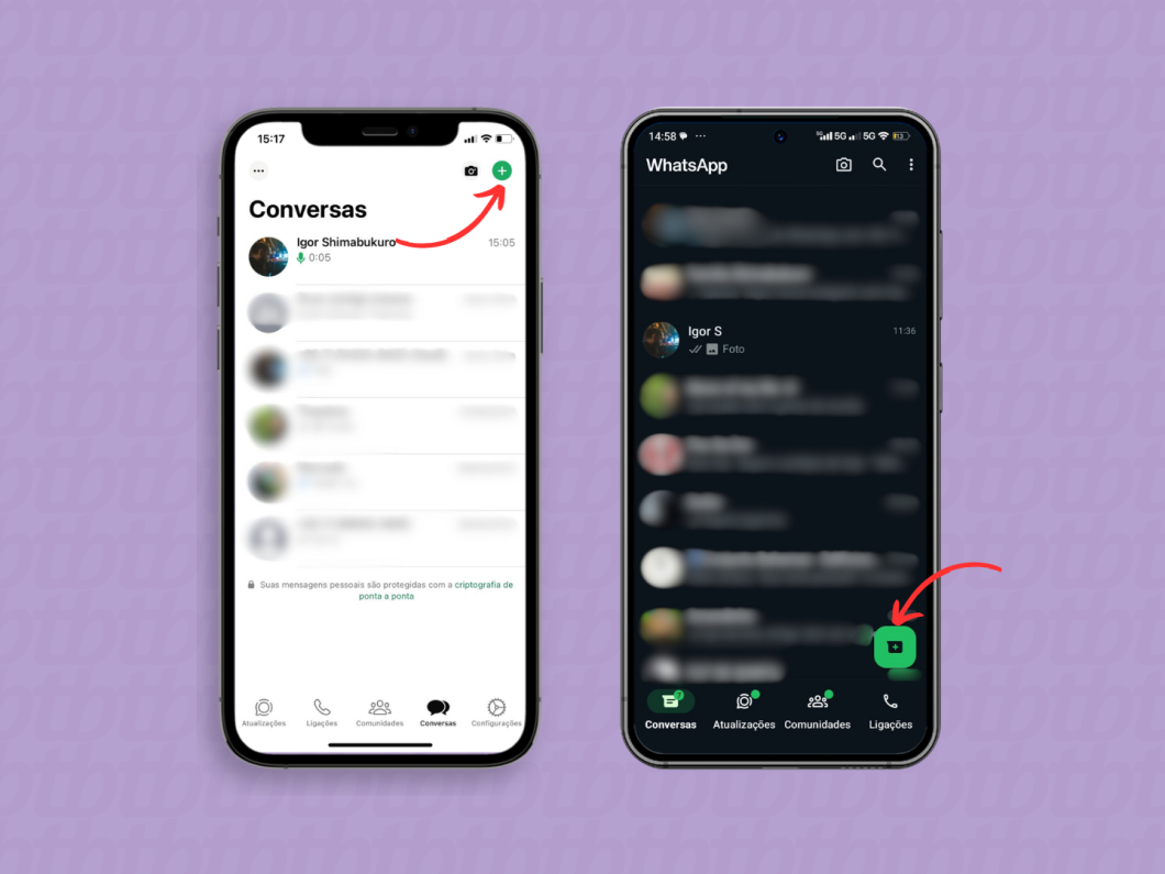 Criando uma nova conversa no WhatsApp pelo celular