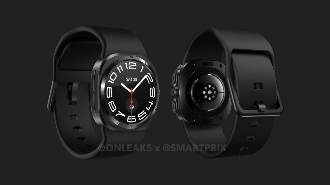 Galaxy Watch 7 Ultra deve contar com novo botão e novo encaixe de pulseira (Imagem: OnLeaks/SmartPrix)
