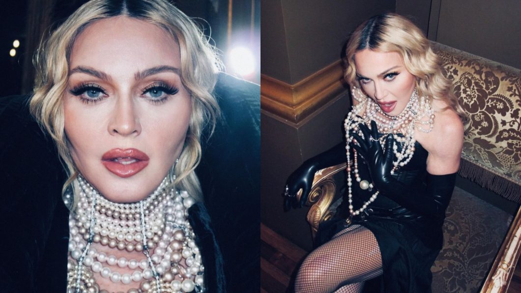 Colagem com duas fotos da cantora Madonna