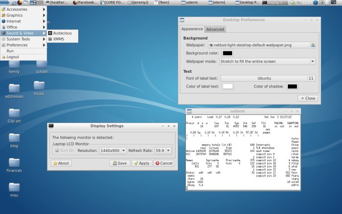 Sistema operacional NetBSD com ambiente LXDE (imagem: reprodução/NetBSD)