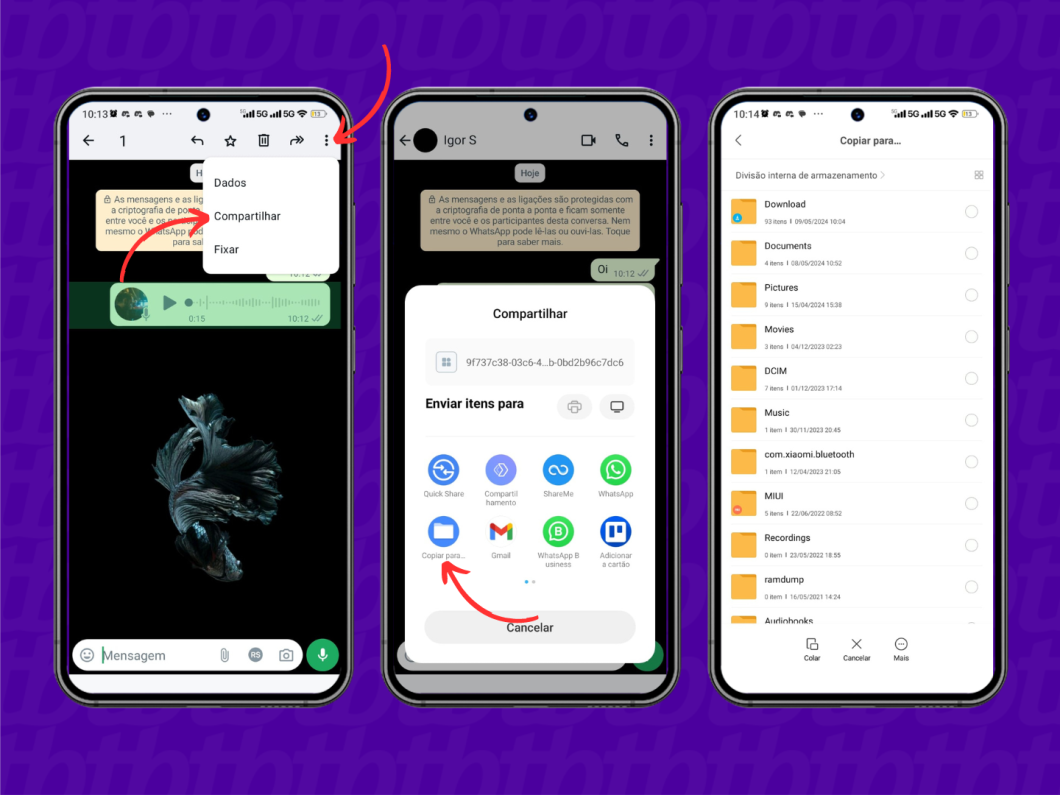 Salvando um áudio do WhatsApp no Android