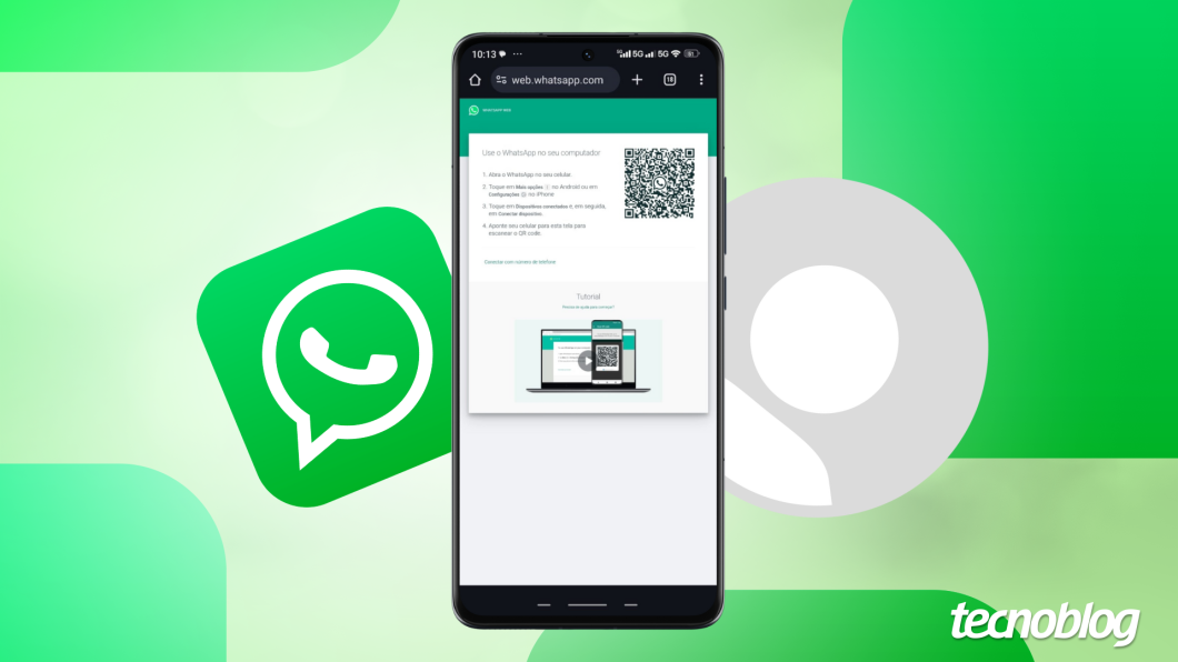Ilustração do site do WhatsApp Web no navegador do celular
