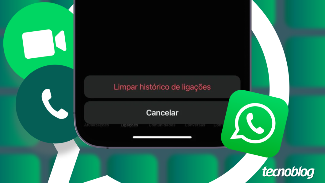 Ilustração mostra botão "Limpar histórico de ligações" do WhatsApp no iPhone