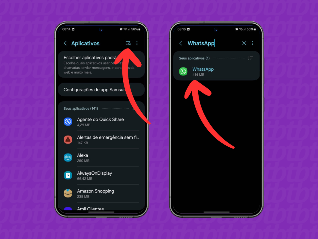 Capturas de tela do Android mostram como abrir as opções do WhatsApp