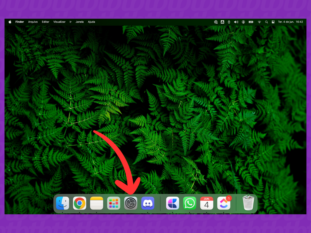 Captura de tela do Mac mostra como acessar o aplicativo "Ajustes de Sistema"