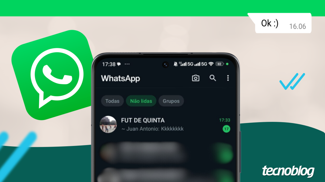 Ilustração dos filtros do WhatsApp em um celular