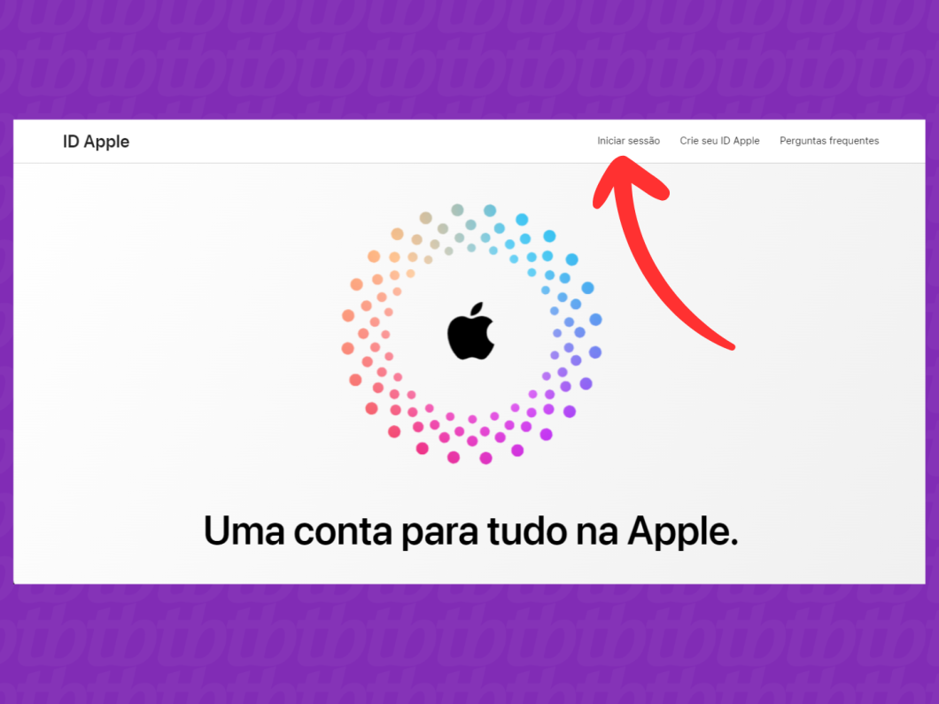 Captura da tela inicial do site ID Apple