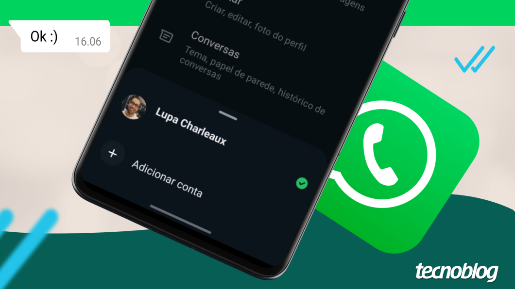 Ilustração mostra tela para adicionar nova conta no WhatsApp