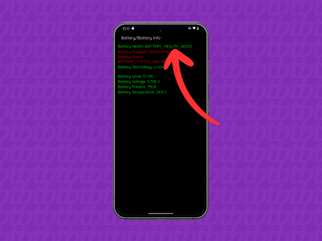 Captura de tela do menu de diagnósticos do celular Motorola mostra os dados da bateria