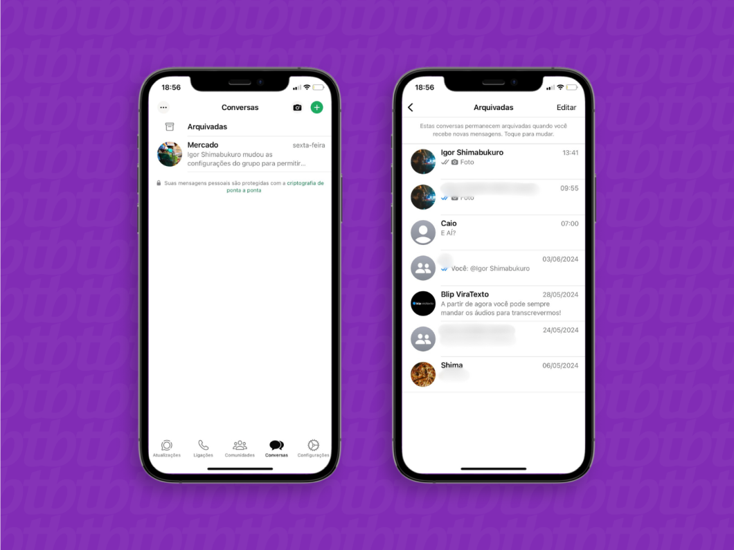 Conversas arquivadas para organizar o WhatsApp