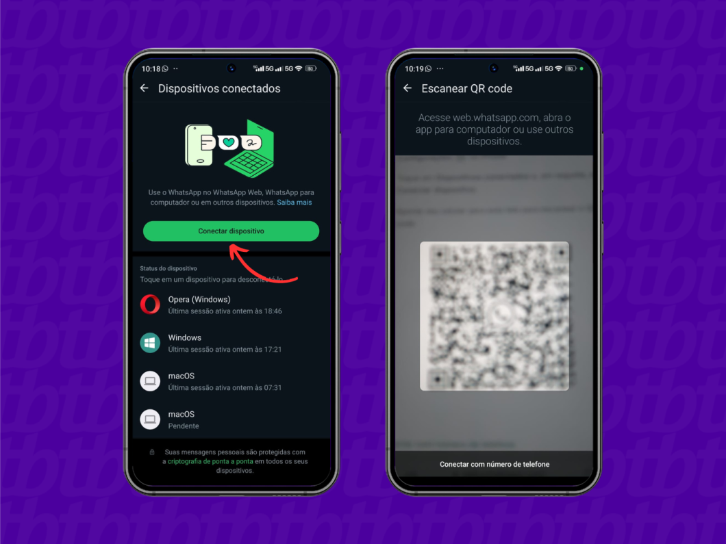 Escaneando o QR Code do WhatsApp Web pelo dispositivo principal Android