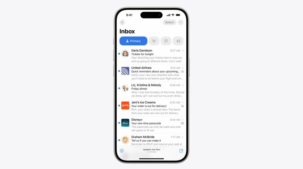 Mail terá organização por assuntos no iOS 18