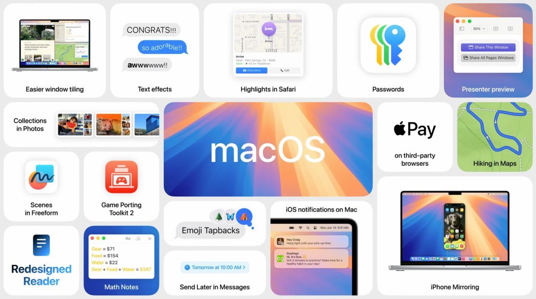 Novidades do macOS Sequoia, cujo lançamento está previsto para o terceiro trimestre deste ano (Imagem: Reprodução/Apple)