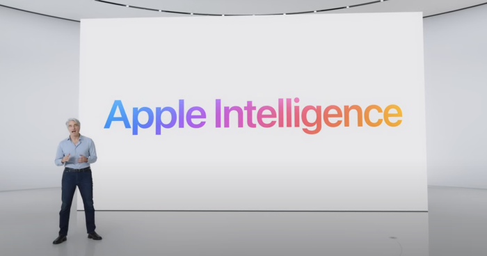 Craig Federighi, VP de engenharia de software da Apple, anunciando o Apple Intelligence