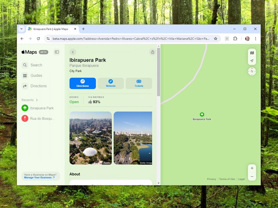 Apple Maps no Google Chrome para Windows (imagem: Emerson Alecrim/Tecnoblog)